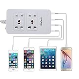 JideTech D500-4U USB Smart Charger With Mini 2-Outlet Power Strips, 4 USB Port, 1.8M for All SmartPhone