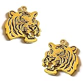Art&Beauty 8pcs Antique Double Sided Animal Tiger Head Charms Pendant Antique Alloy Tiger Charms Beads for Jewelry Makings(Antique Gold)