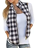 FISACE Women's Sleeveless Zip-up Plaid Quilted Vest Coats Jacket
