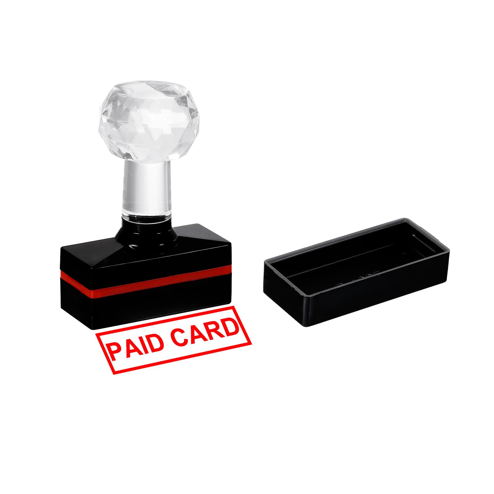 PATIKIL Paid Card Stamp Self Inking, Red Ink Office Stamps Pre Inked Message Stamp Refillable Business Stamp, Black
