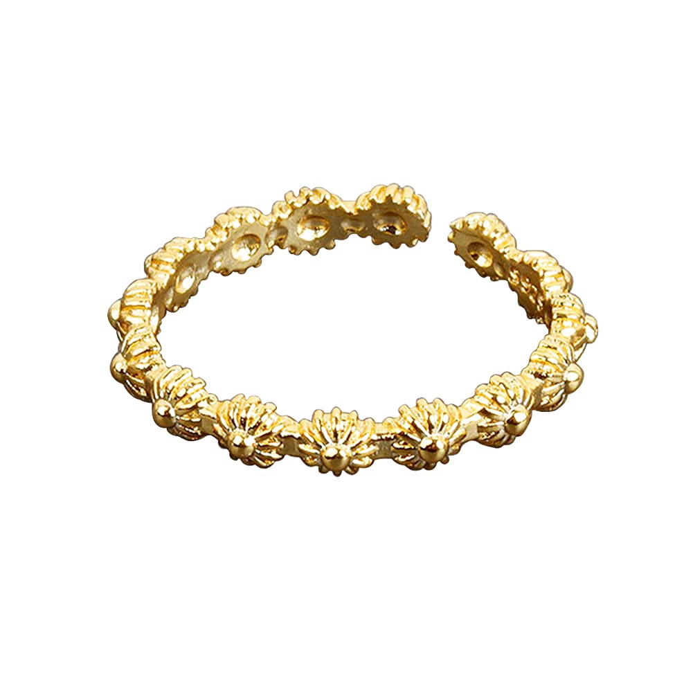 chengxun Sun Flower Ring Fashion Geometric Index Finger Pinky Gold Plated Ring Birthday Party Gift for Women