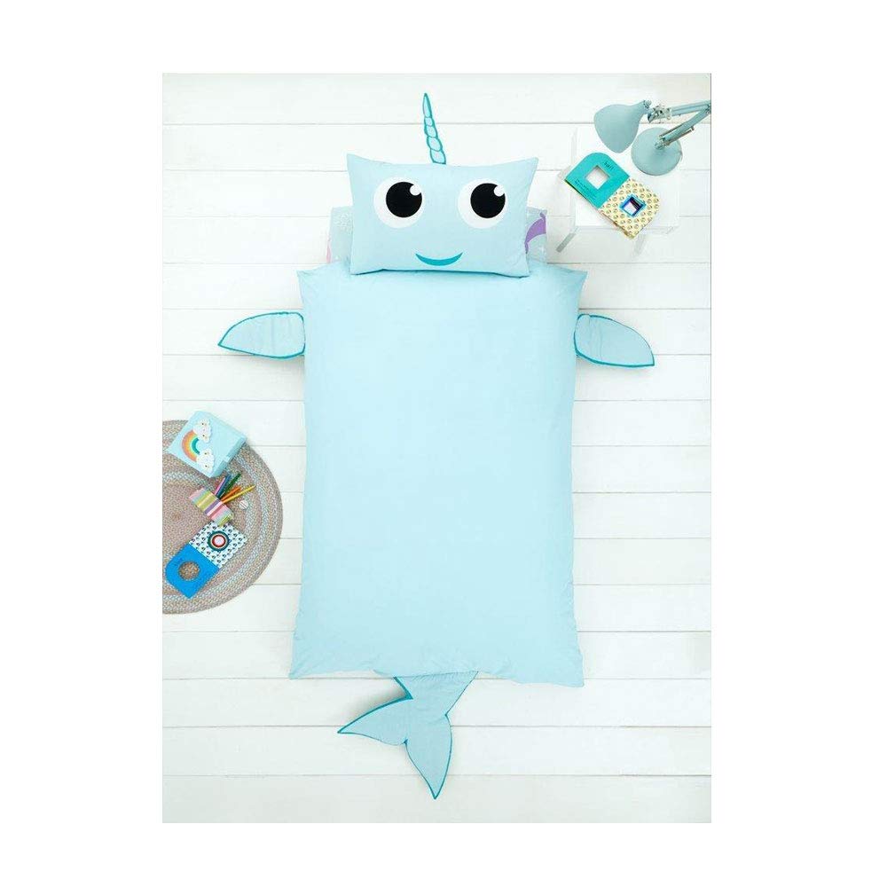 Gaveno Cavailia Kids Fashion Bed Set with Duvet Cover and Pillow Case - Polyester-Cotton - Narwhal Shape [ Single - Multi ]