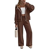 ZESICA Women's 2 Piece Outfits 2025 Spring Winter Fleece Hoodie Tracksuit Zip Up Sweatshirt Long Sweatpant Matching Set