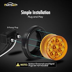 Partsam 10Pcs 2 inch Amber 9 LED Marker Light