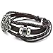 KONOV Mens Womens Leather Bracelet, Fleur De Lis Charm Bangle, Fit 7-9 inch, Brown