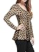 Allegra K Women's Animal Print Long Sleeve Ruffle Hem Scoop Neck Casual Peplum Top Medium Brown-Leopard