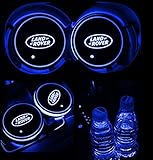 ZOORG Led Car Cup Holder Mat Pad Waterproof Bottle Drinks Coaster for Land Rover, Built-in Vibration Automatically Turn On at Dark Universal 7-Color Light 2-Packs