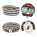 KELITCH Crystal Jade Beads Bracelets 3 Wrap Bracelets Bangle Crystal Bracelets