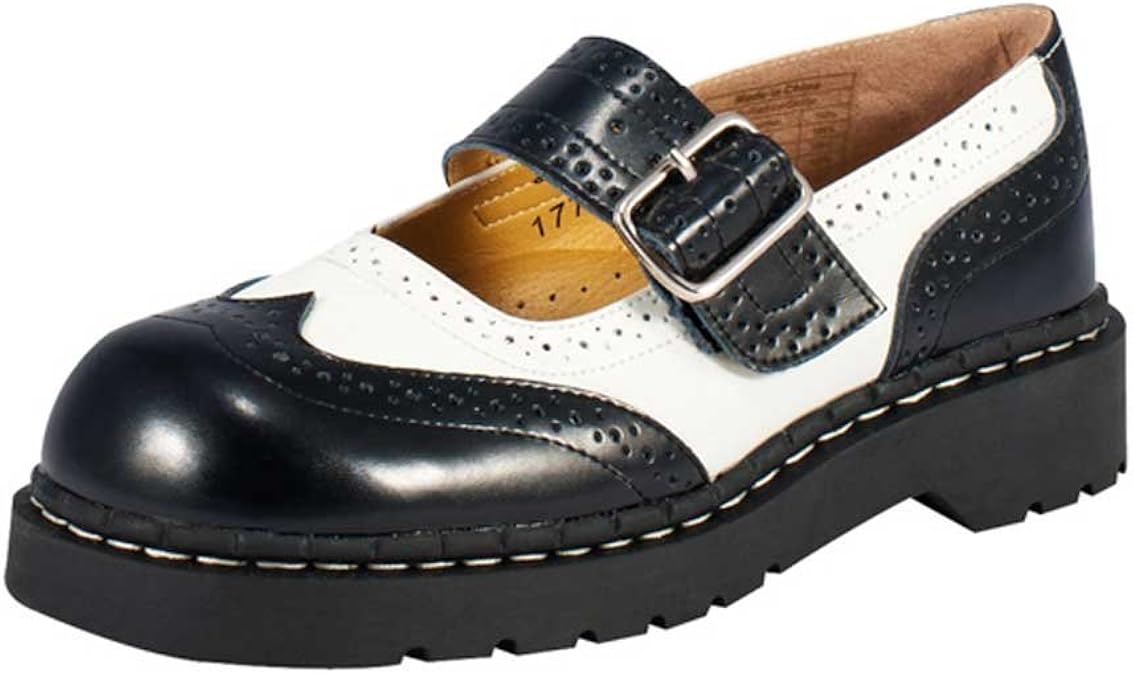 T.U.K. Shoes Women�s Black &amp; White Leather Brogue Anarchic