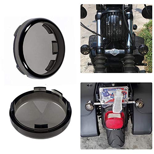 Smoke Front Rear Bullet Turn Signal Lens Covers Compatible with Harley Dyna Street Glide Fat Boy Softail Road King Springer, Pack of 4 - Thumbnail 3