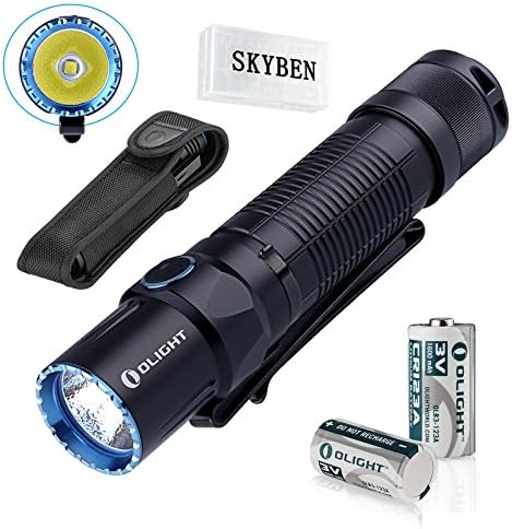 SKYBEN Olight M2T Warrior 1200 Lumen Cree XHP35 HD CW LED Dual Switch Tactical Flashlight High Lumen Output Waterproof Flashlight with 2 x CR123A Battery and Battery Case