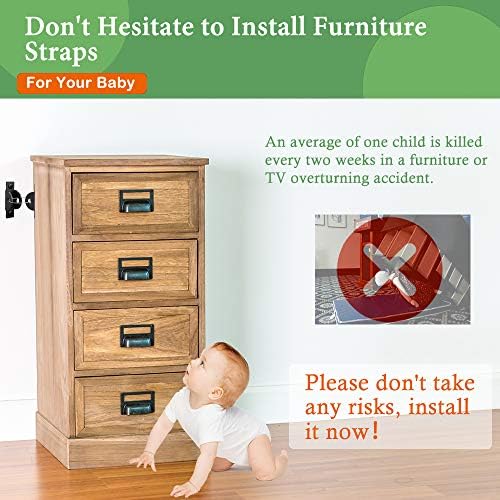 Furniture Straps for Baby Proofing (8 Pack), Metal Furniture Anchors