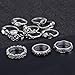WensLTD Clearance! 11pcs/Set Women Bohemian Vintage Silver Stack Rings Above Knuckle Blue Rings Set (Silver)