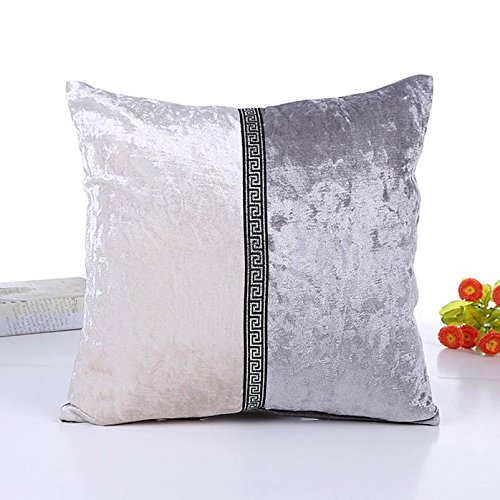 KMG Kimloog Square Patchwork EURO Throw Pillow Cover Velvet Pillowcase 18x18 Cushion Sham For Indoor Outdoor (Gray)
