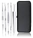 5PCS Professional Surgical Stainless Steel Blackhead & Splinter Remover Extractor Tools with Mirror in the Black Case