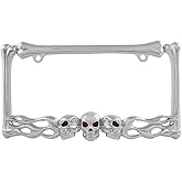 Pilot Automotive WL263-C Chrome 'Skull and Flame' License Plate Frame