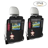 GHB Kick Mats Car Back Seat Protector with Storage Organizer and Touchable iPad Holder Waterproof Leather Effective Prevention of Mud Dirty Scratches