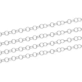 Adabele 5 Feet Authentic 925 Sterling Silver Unfinished 3.5mm (0.14 Inch) Round Link Cable Chain Bulk Hypoallergenic Nickel Free for DIY Craft Jewelry Making SSK-H1