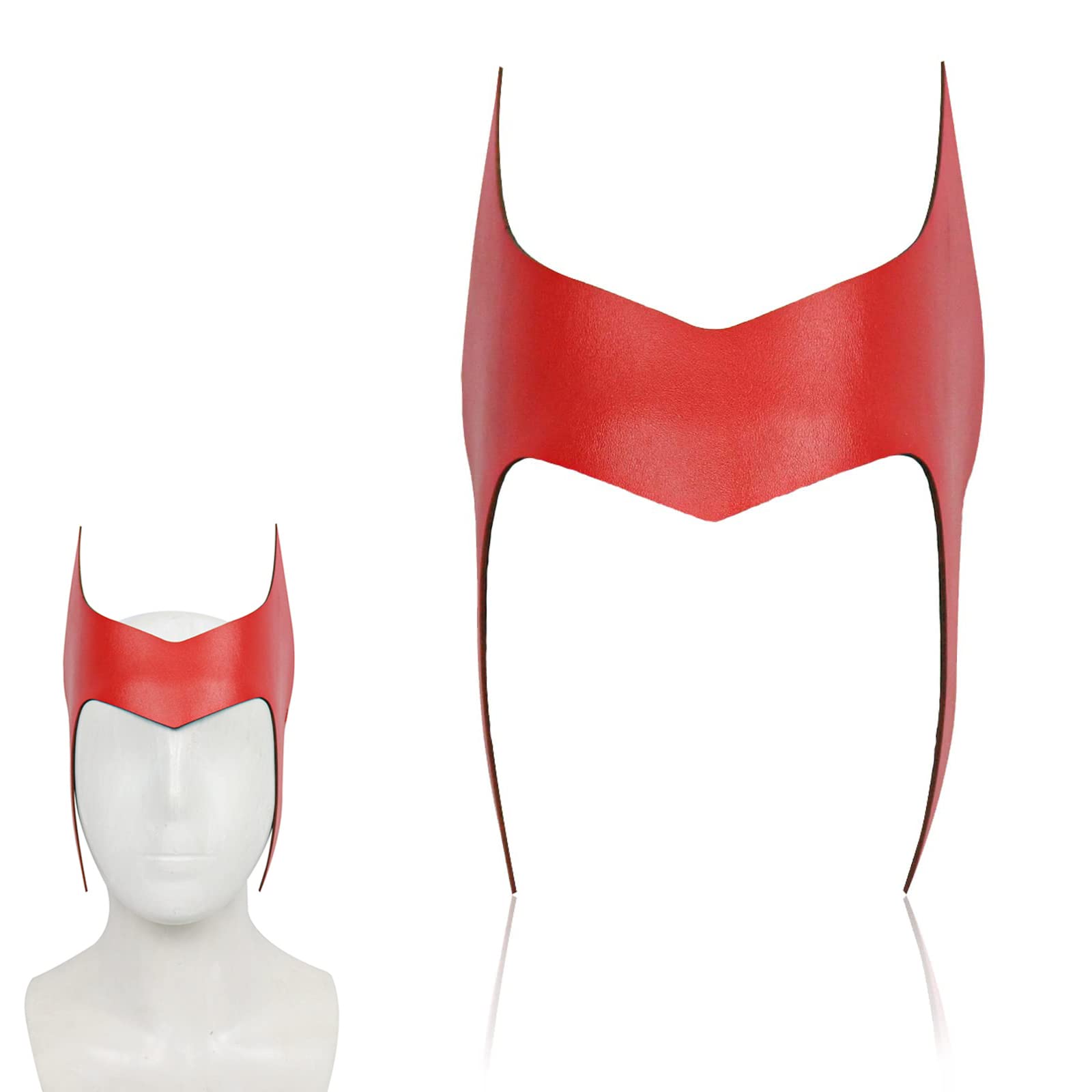 Scarlet Witch Crown Headpiece Wanda Maximoff Costume Headpiece Adult PU Leather Wanda Cosplay Mask Halloween Party Masquerade Props for Women (Scarlet Witch Crown, C)