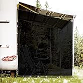 RVINGPRO RV Awning Side Shade Screen 9'x 7' Breathabe Black Mesh Sunshade for Camper Trailer Canopy, UV Sun Blocker Complete