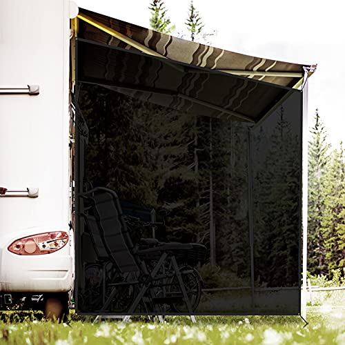 Photo 1 of RVINGPRO RV Awning Side Shade Screen 9'x 7' Breathabe Black Mesh Sunshade for Camper Trailer Canopy, UV Sun Blocker Complete Kits