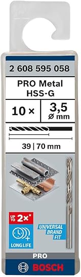Bosch 10x PRO Metal HSS-G Twist Drill Bit 3.5 mm DIN338 39x70 view 3