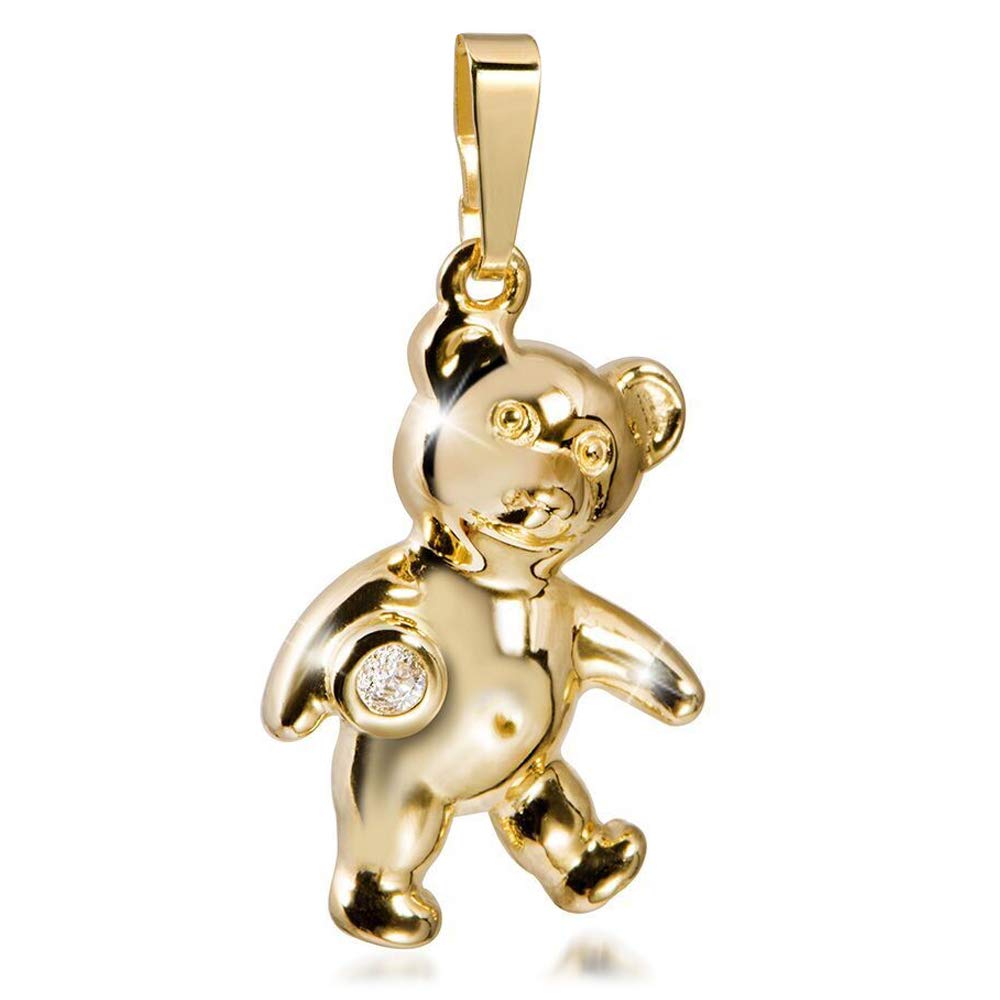 Materia KA-477 Teddy Bear Necklace Pendant Girls Gold 925 Silver Gold-Plated 925 Silver