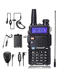 Walkie Talkie Radio UV-5R Radio de doble banda de dos vías (Ham) con una batería más de 1800 mAh para coche y micrófono de mano y antena TIDRADIO NA-771
