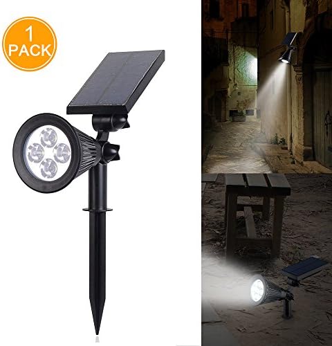Solar Power Spotlight, Outdoor Garden Waterproof and Adjustable Landscape Security Wall Light,Path Night Lights 1 Pack