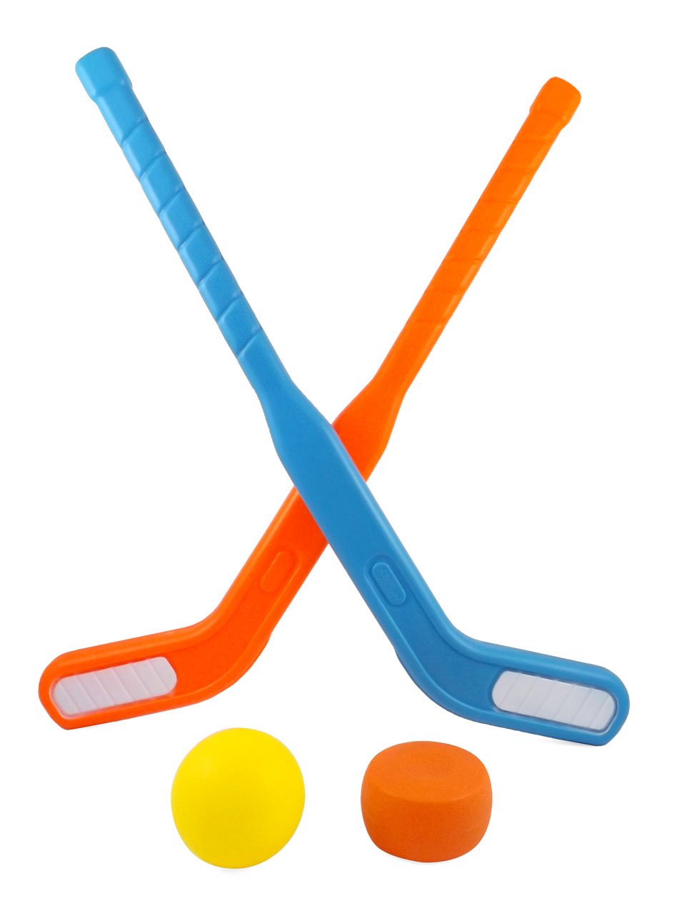 Liberty Imports Face Off Dual Hockey Sticks Youth Sports Set for Kids Puck & Ball (1 Pack)