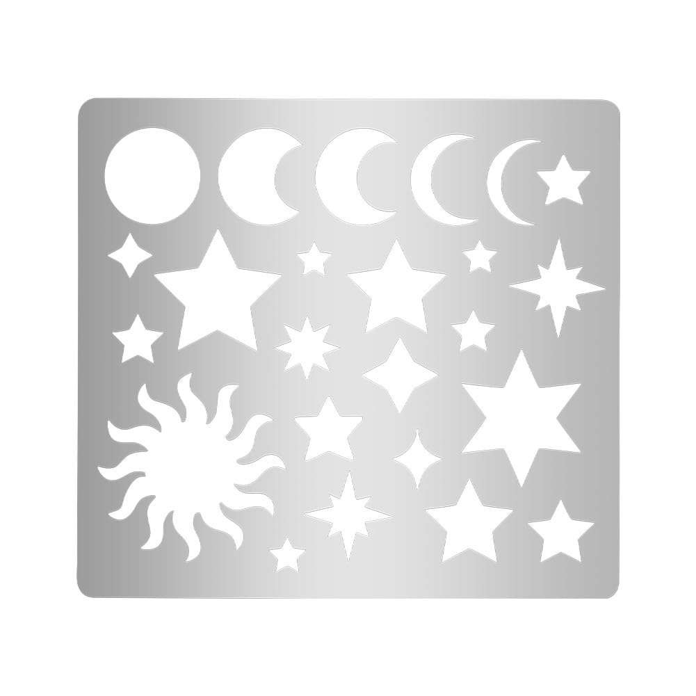 UNICRAFTALE 1Pcs Metal Moon Star Pattern Stencils - Stainless Steel & Wood Templates for Journaling, Painting, Carving & Scrapbooking