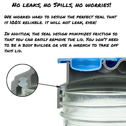Drink, Pour, Store! Wide Mouth Mason Jar Flip Cap Lid by County Line Kitchen with Airtight, Leak-Proof Seal and Innovative Flip Cap (WIDE MOUTH, Blue, 1 Pack) - Thumbnail 3