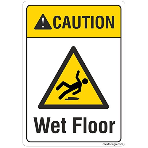 clickforsign CAUTION Wet Floor Sign Self Adhesive Vinyl Sticker (200 x 150 mm) Amazon.in