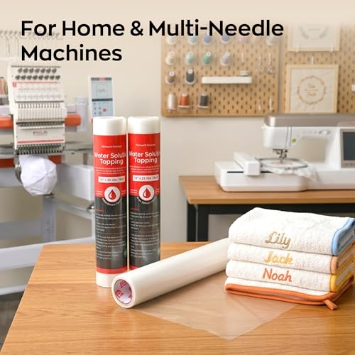 Richword Selected Water Soluble Embroidery Stabilizer & 12" x 82' Coverage Film Compatible with Most Hoops Light Weight 35µm for Machine Embroidery and Hand Sewing