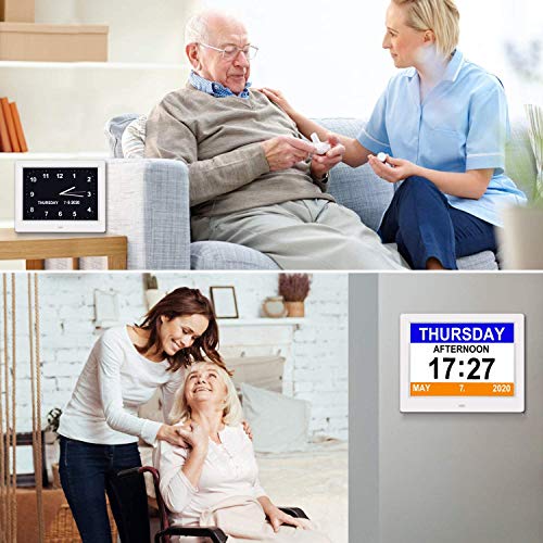 Dementia Alarm Clock Alzheimers Clock with 3 Interfaces 8 Alarm Options