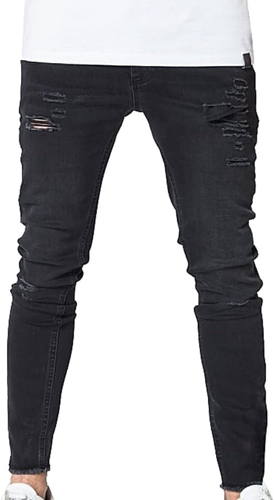 11 Degrees 11d-774 Distressed Skinny Fit Jeans Washed Black