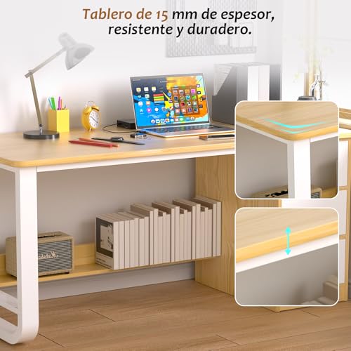 Escritorio de Oficina Minimalista,Escritorio para Computadora con 3 Cajones y Estante,Escritorio de 50CM de Ancho,Escritorio de Estudio para Oficina en Casa,Estación de Trabajo 120*50*72cm