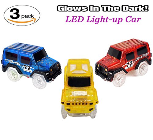 Car Track,MIGE Light Up Tracks Car(3-Pack)Glow in the Dark