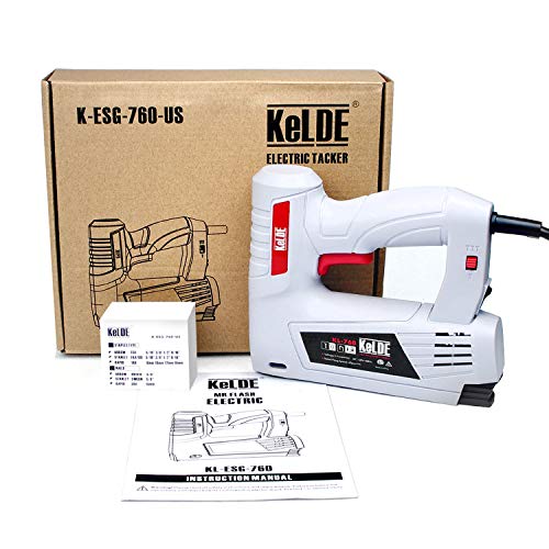 Electric Staple Gun Kit, KeLDE 120V Power Stapler/Brad Nailer with Adjustable Firing Mode Switch, Includes 1500pc T50 Staples and 500pc 15mm Brad Nails
