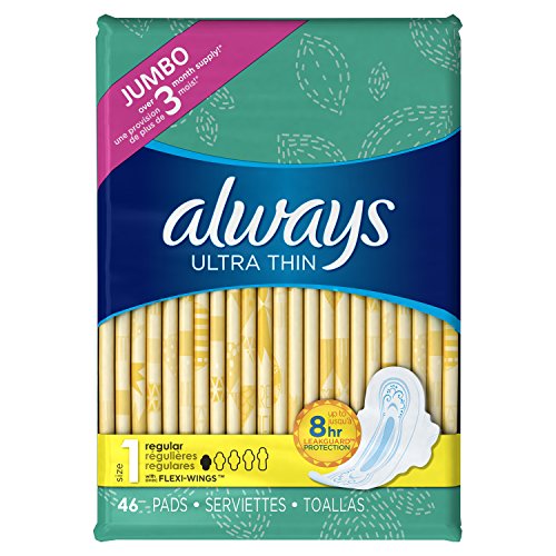 Always Ultra Thin Pads Regular W/Flexi-Wings Unscented 46 Count