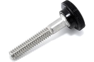 THUMB SCREW DEPOT 1/4"-20 x 1-1/2" Thumb Screw Stainless Steel - Black Knurled Round Plastic Knob - Standard/Coarse Thread Thumbscrew - Length: 1.500" - Proudly Built in USA - Package of (4)
