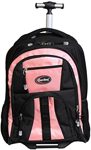 Green Travel USA TBP08 - Pink Carry-On Rolling 17'' Laptop Backpack, Pink