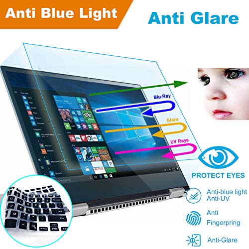 2 Pack Anti Blue Light Anti Glare Screen Protector Fit Lenovo Yoga 720 2-in-1 15.6″ Touch-Screen Laptop with Gift Keyboard Cover, Eyes Protection Filter Reduces Eye Strain Help You Sleep Better