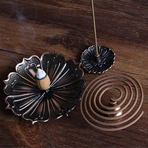 DK177 Brass Incense Sticks Holder Lotus Inscent Burner Disc for Resin Granular Powder Cone Coil Ash Catcher Cinnamon Organic Citronella - Thumbnail 4