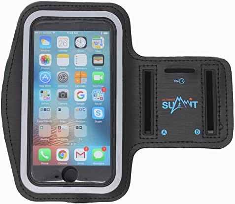 Touch ID Plus Size (5.5") Access Running Armband w/ Key Holder and Screen Protector for iPhone 7Plus, 6Plus, 6SPLUS, Galaxy S7 Edge, S6 Edge, S5, Note 5/4/3, LG G4 (Black)