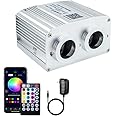 AZIMOM Bluetooth/RF Control Dual Port 16W Twinkle Fiber Optic Light Source Motor RGBW Light Box Engine Motor Music Sensor Mode for Car Home Star Ceiling Light Effect Decoration