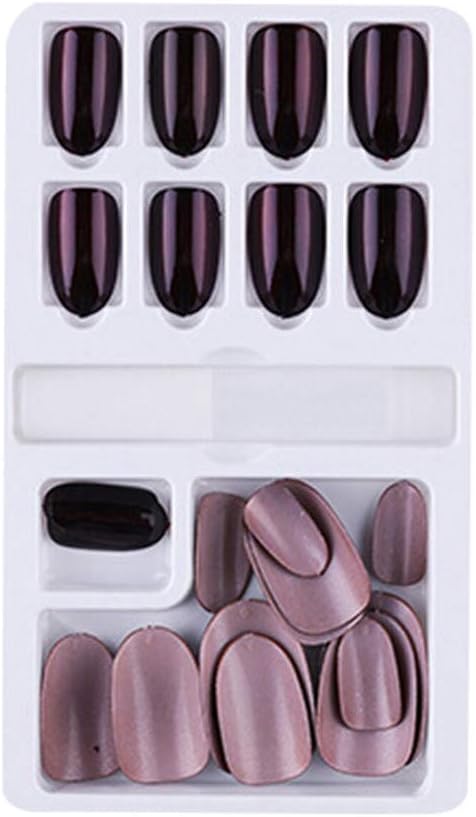 Fake Nails Tips, 24pcs Reusable Stick-On False Nails Removable Wearable Full Cover Nail Art Decoration Manicure Sticker Tools with Manicure Accessories Kits for Women, Girls (H)