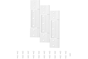 Aocies 3-Pack Matte White Screen Door Hinges, 1/8 Inch Grooved Center Storm Door Hinge Aluminum for Interior Exterior Kitchen Cabinet, Most Screen Doors