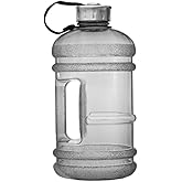 New Wave Enviro Iconic 2.2 Liter BPA Free Water Bottle with Stainless Steel Cap, Integrated Handle for Easy Carrying, Gym and Lifestyle Bottle, 2.2L Capacity, Charcoal