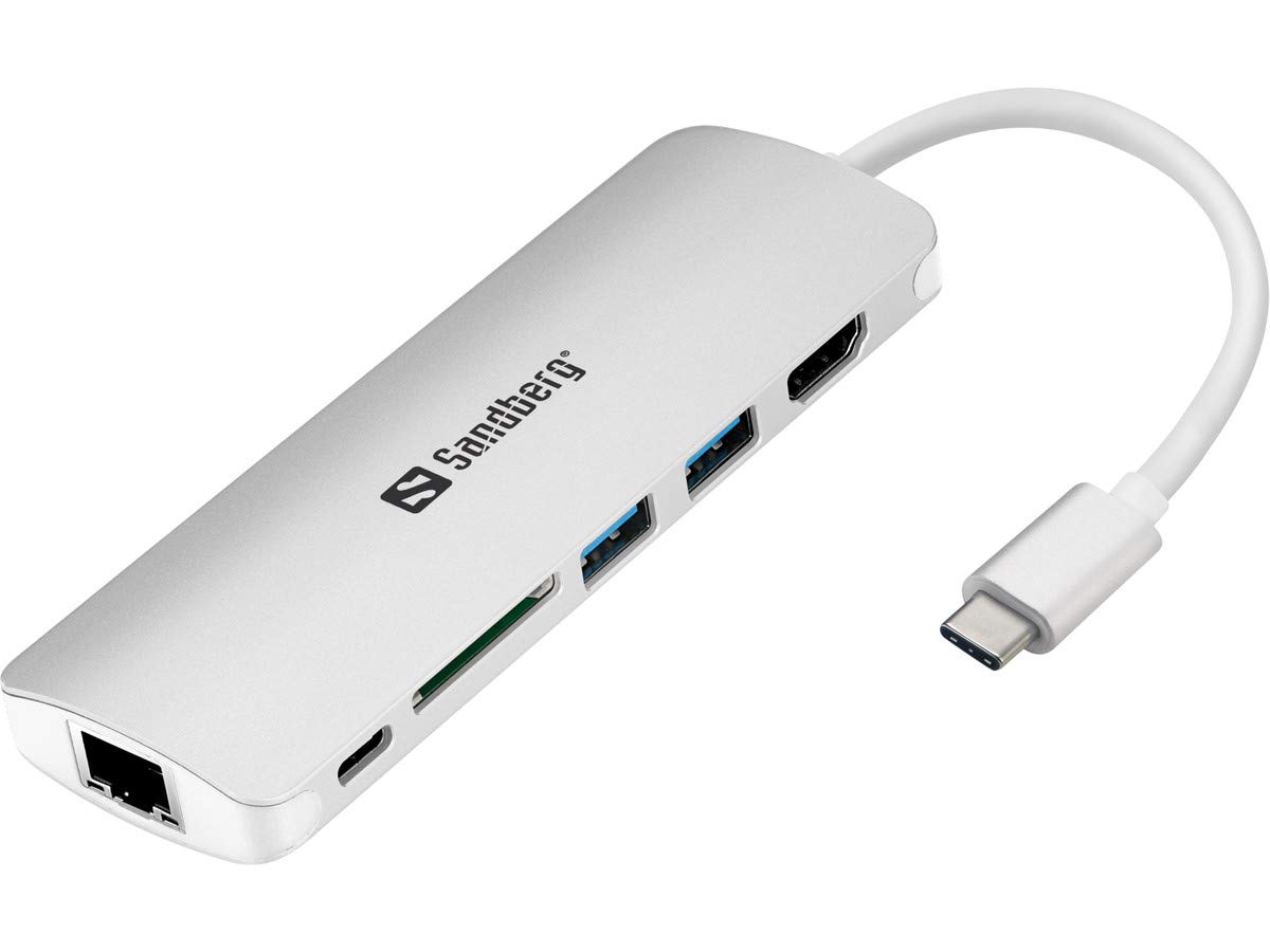 Sandberg USB-C Dock 5 in 1 | Docking Station USB-C to HDMI LAN SD USB | USB C Multiport Adapter | Powered with USB-C | USB 3.0 Hub | Compatible with Windows 11/10/8/7/Vista and MacOS